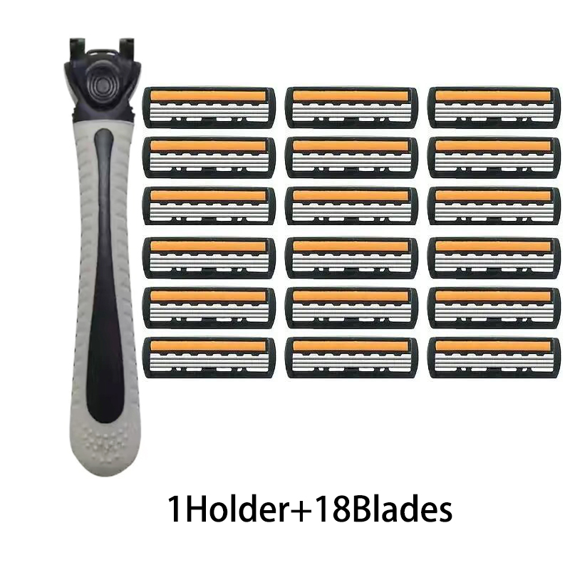 Hair Trimmer Three-layer Blade Manual Shaver Razor Blade Manual 3-layer Shaving Razor Male Scraper Head Shaver: black