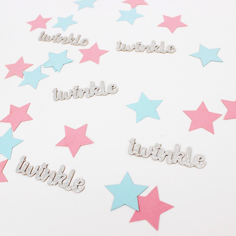 100 stuks roze gouden twinkle star papier confetti babyshower geslacht onthullen snoep gunst doos diy benodigdheden verjaardagsfeest tafeldecoratie