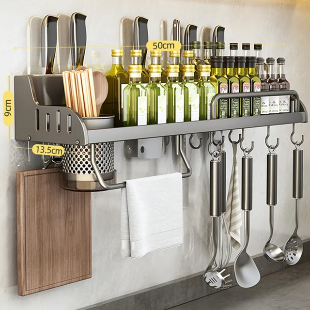 Estante de almacenamiento de cocina, soporte multifuncional para tabla de cortar, estante de pared para especias, estante para utensilios para cocina, soporte para condimentos, organizar: plum
