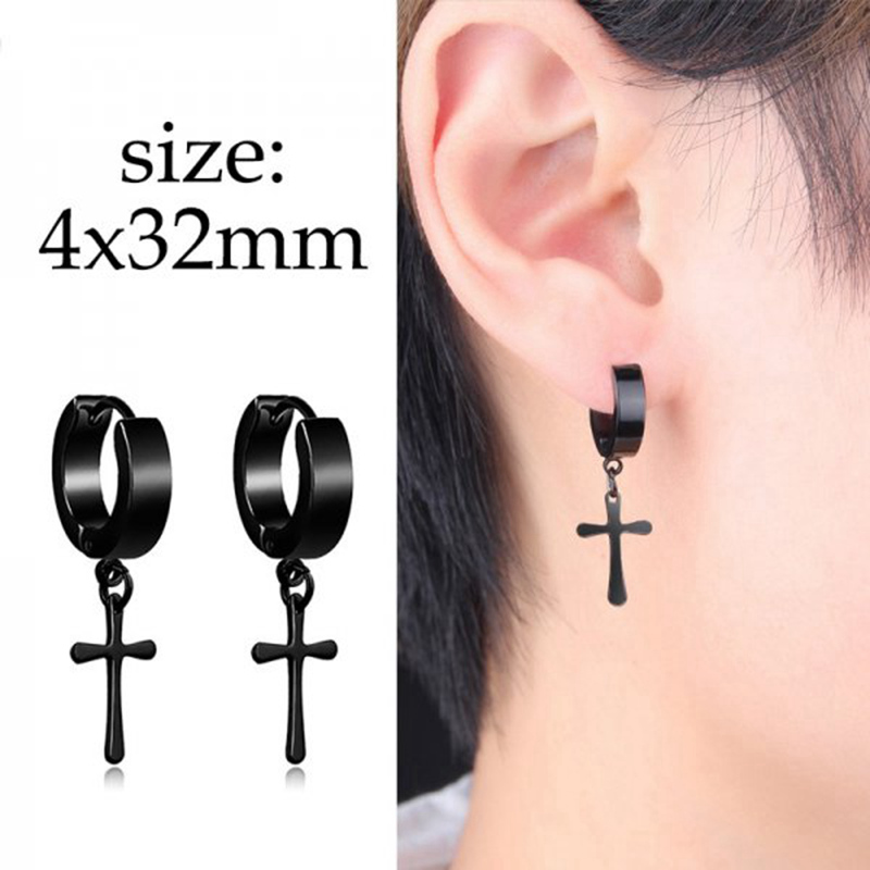 2022 Trendy Black Metal Oorringen Voor Mannen Punk Gothic Jongen Cirkel Piercing Sieraden Straat Rock Hip Hop Rapper Accessoires: 7