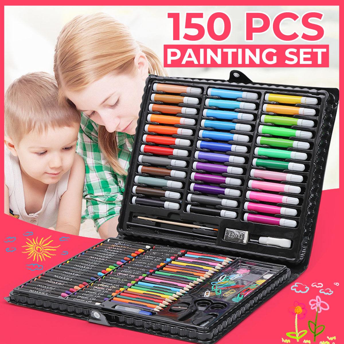 150Pcs Painting Drawing Art Artist Set Kit Watercolor Pen Crayon Oil Pastel Painting Tools Art Supplies Kids Stationery Set