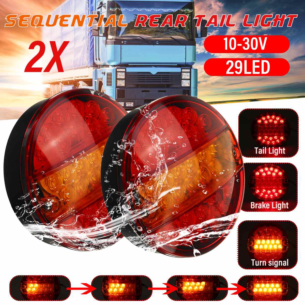 2 Stuks 12V 24V Led Auto Vrachtwagen Achterlicht Achterlicht Remlicht Signal Lamp Indicator 4 Functie voor Trailer Vrachtwagen Bus