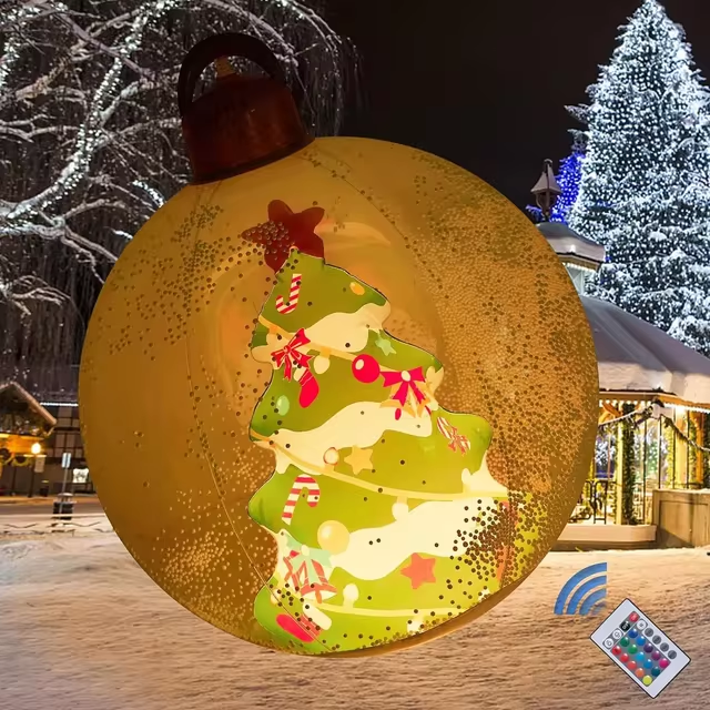 60cm Transparent Giant Inflatable Christmas Ball with Lights Christmas Decorations Outdoor Christmas Decorations Big Ball: Blue