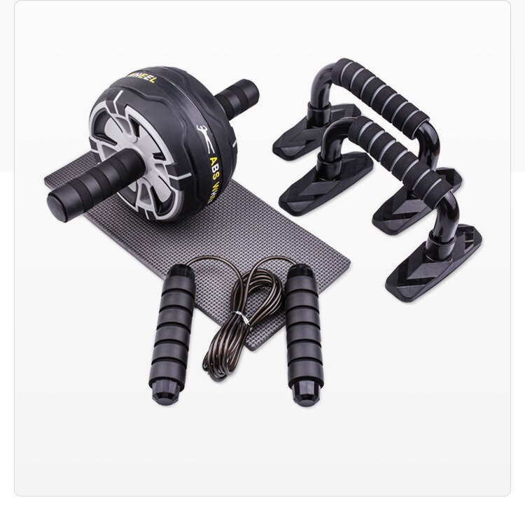 Xc Lohas Buik Wiel Sets Met Push Up Bar Jump Rope Spier Fitnessapparatuur Ab Roller Gym Roller Trainer Hand strengthener: Bruin