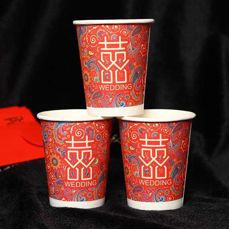 100 Stks/pak Bruiloft Gouden Folie Papier Cups Wegwerp Cups Bruiloft Benodigdheden Bruiloft Decoratie