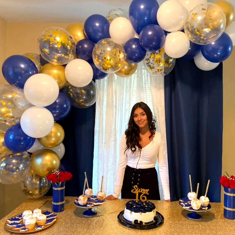 Juego de globos azul marino para decoración de bodas y fiestas de cumpleaños