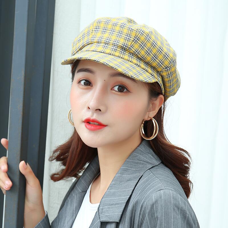Octagonal Cap for Women Plaid Visors Newsboy Cap Vintage Autumn Winter Berets Ladies Hat: 4