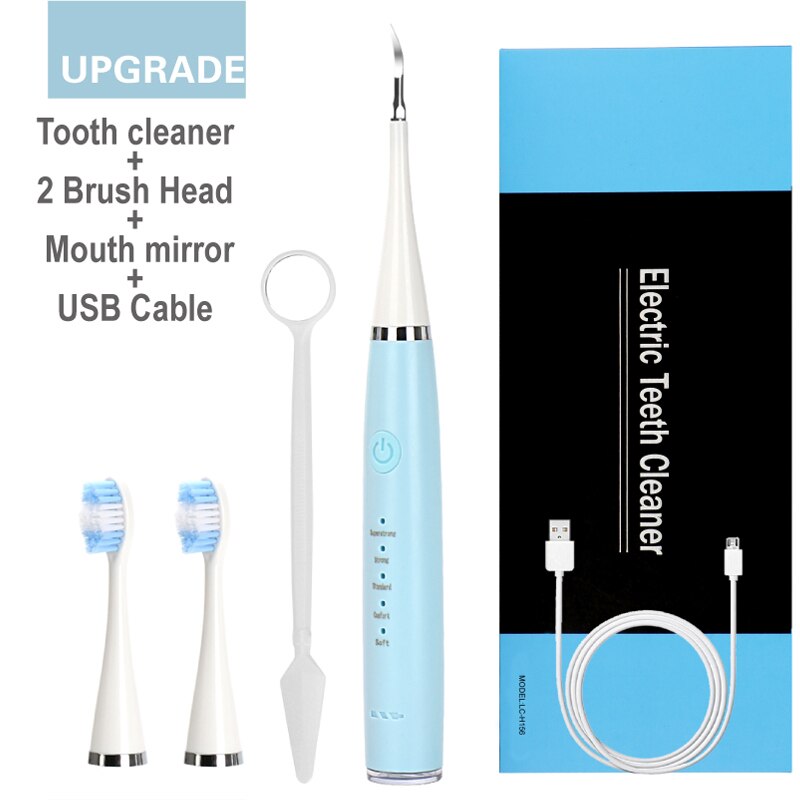 Electric Ultrasonic Teeth Cleaner Dental Tartar Remover Tooth Cleaning Whitening Scaler Dental Calculus Remover Oral Irrigators: Type1 blue