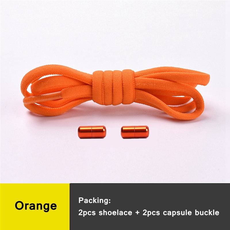 Elastic No Tie Shoelaces Semicircle Shoe Laces For Kids and Adult Metal Lock Sneakers Shoelace Boot Lazy Laces Shoe Strings: Orange / 120cm