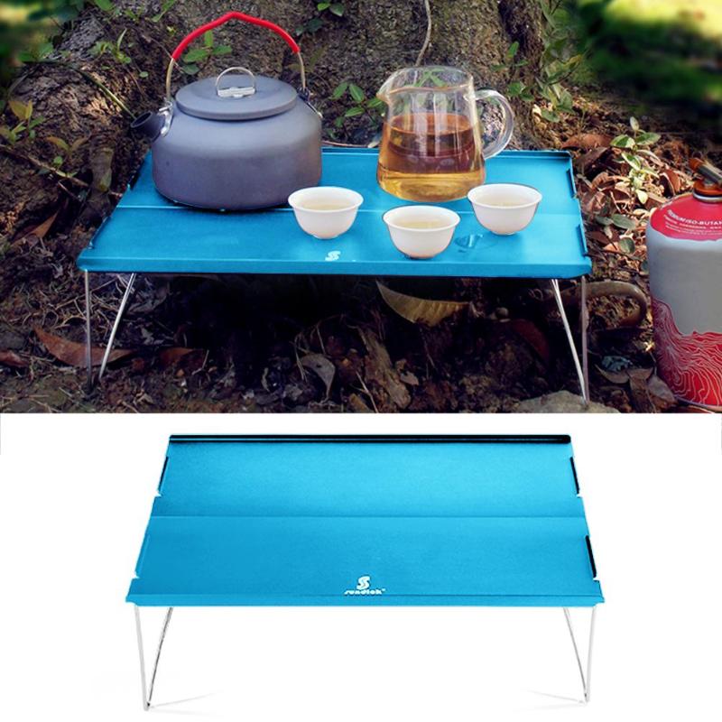 Durable Camping Tables Multi-function For Outdoor Camping Foldable Table Aluminum Alloy Portable Tea Table Desk Blue