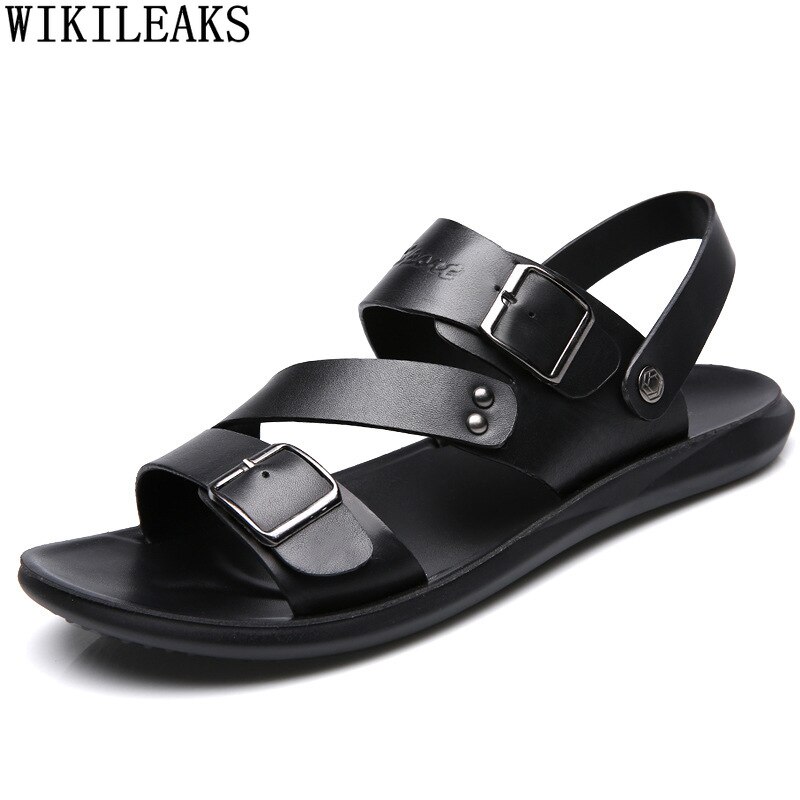 Verano monje Correa Sandalias de hombre de cuero de correa hebilla Sandalias para hombres al aire libre Sandalias de playa, Zapatos de los hombres Sandalias Zapatos