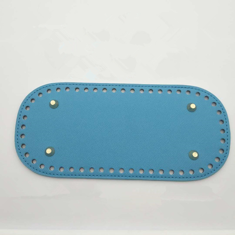 1 stk håndlavet pu læder bund med huller nitte til strikke taske håndtaske gør det selv kvinder skulder crossbody tasker tilbehør: Blå