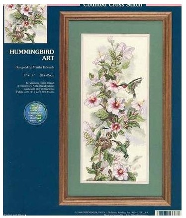 Top mooie mooie telpatroon hummingbird art Afmetingen 13667 vogel en pioenbloem