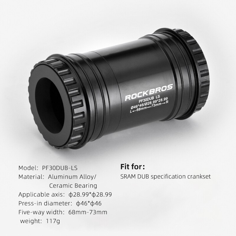 ROCKBROS-Adaptador de soportes inferiores de bicicleta, prensa de rodamiento de cerámica, eje BSA para Shimano R8000 6800 R7000 SRAM GXP SRAM DUB ROTOR 3D: PF30DUB-LS
