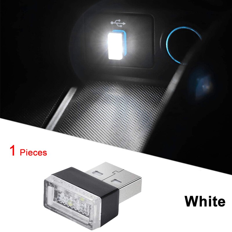 Mini USB LED Nacht Lichter Auto Innen Atmosphäbetreffend Lampe Auto Dekoration Umgebungs Beleuchtung LED Neon- Birne Auto Waren 5V weiß verrotten: Weiß