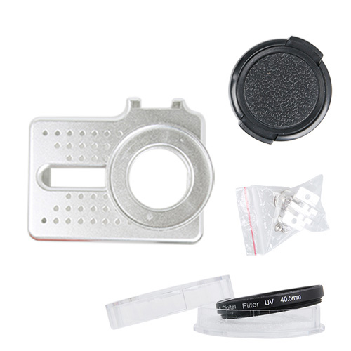 Für xiaomi yi 4K kamera zubehör Aluminium Legierung Metall Gehäbenutzen Rahmen Schutzhülle + UV Filter für xiaomi yi II 4k 4K + kamera: Silber-