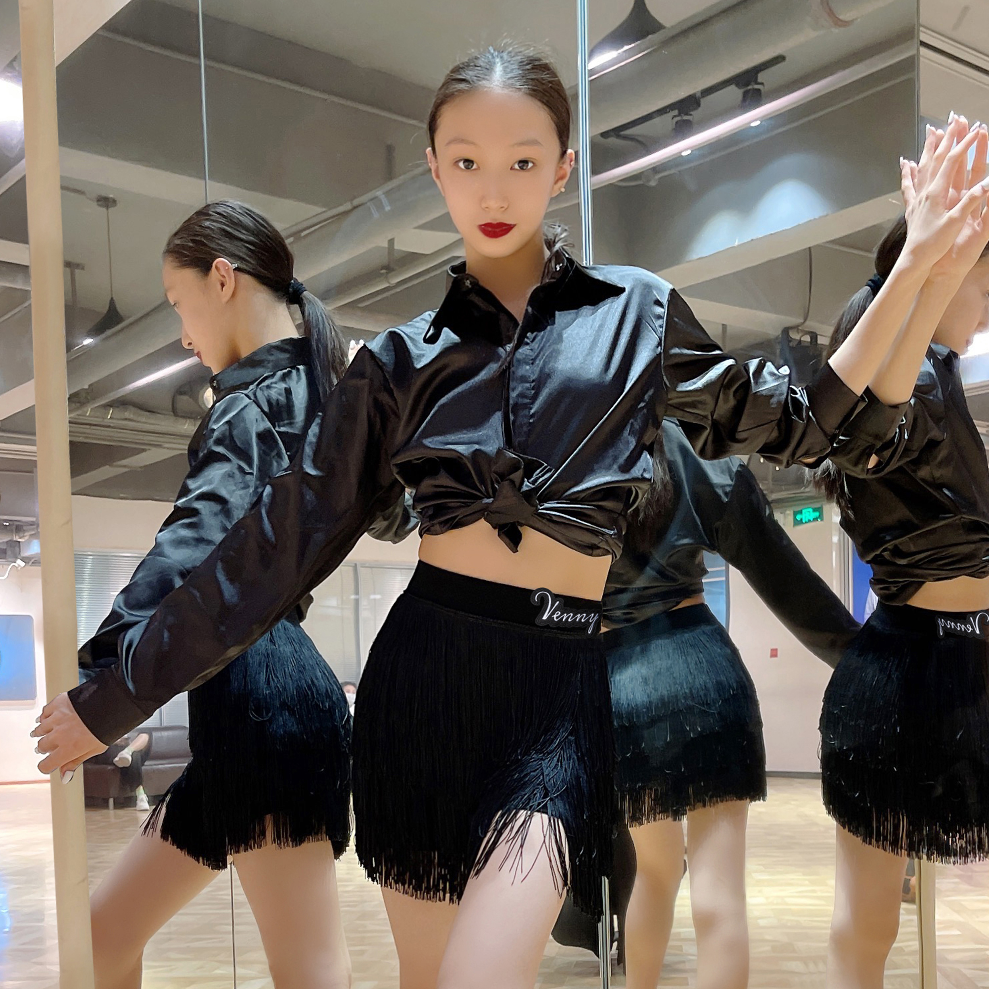 VENNY il nuovo costume da allenamento per la danza latina è una giacca da donna per adulti in dovuto pezzi con tuta da ballo con protezione solare: S