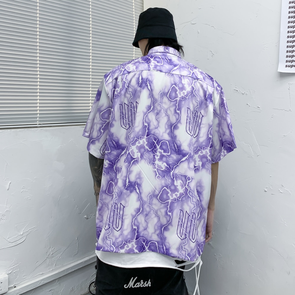 Błyskawica gotyckie ubrania letnie bluzki plus rozmiar bluzka Streetwear ponadgabarytowe męskie ubrania Got hawajska koszula aloha 2020 moda