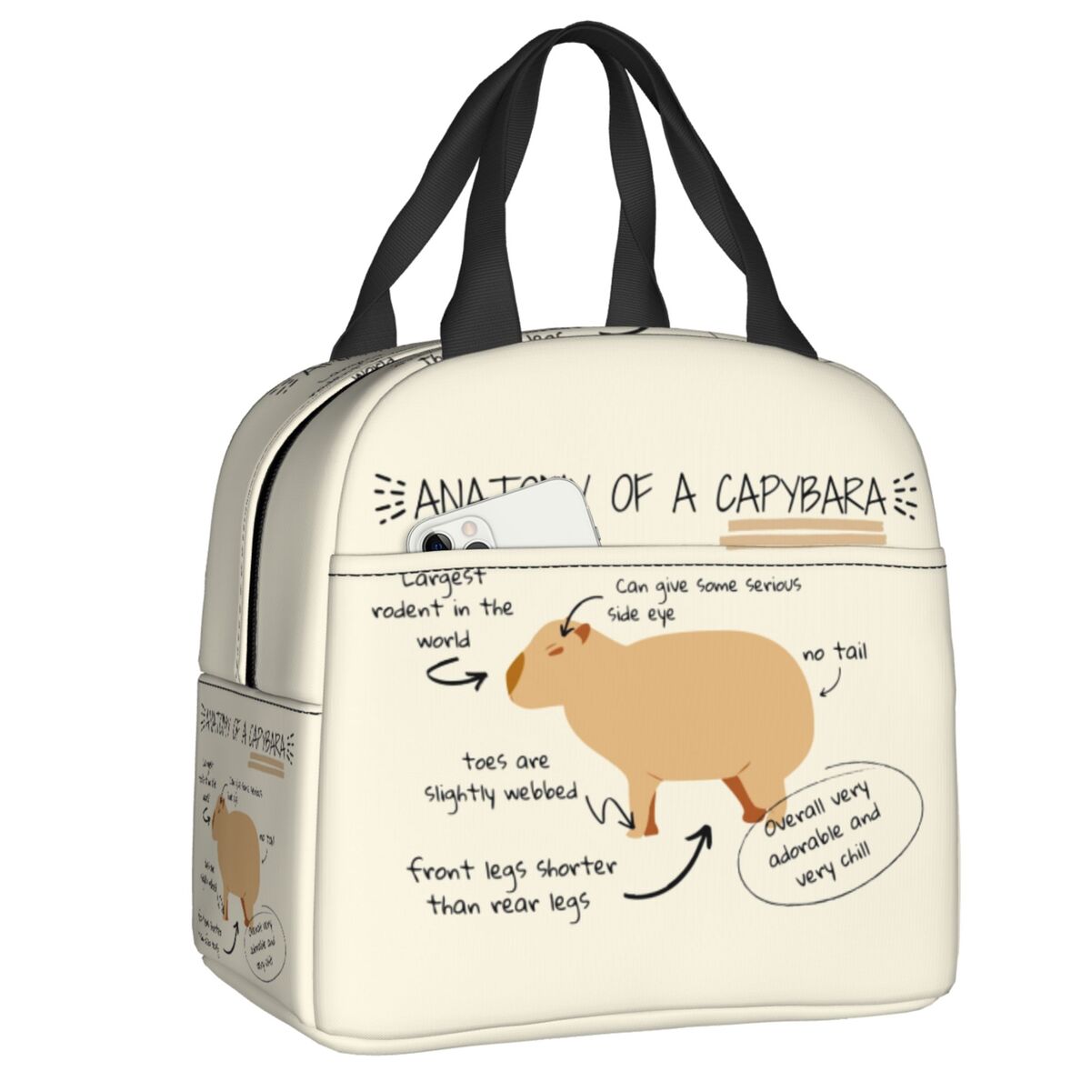 Anpassad capybara isolerad lunchväska för kvinnor läckagesäker kylväska termisk lunchväska kontor picknick resor: Armégrön