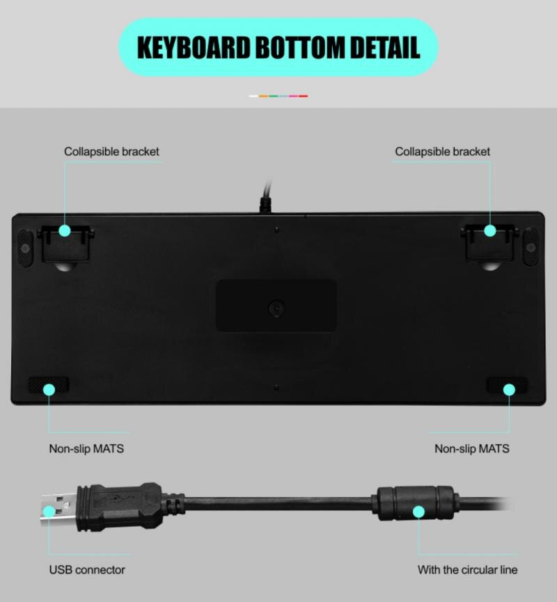 Mechanical Keyboard Wired Gaming Keyboard RGB Mix Backlit 87 Keys Anti-ghosting Blue Red Switch For Computer Game Laptop PC