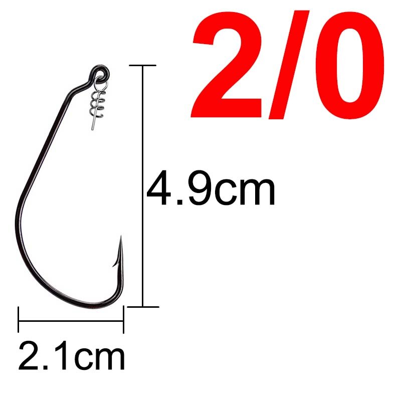 20 pcs Fishing Worm Hook with Spring Twist Lock Screw For Soft Worm Lure Bass Barbed Carp Crank Fishing Hook: 2l0