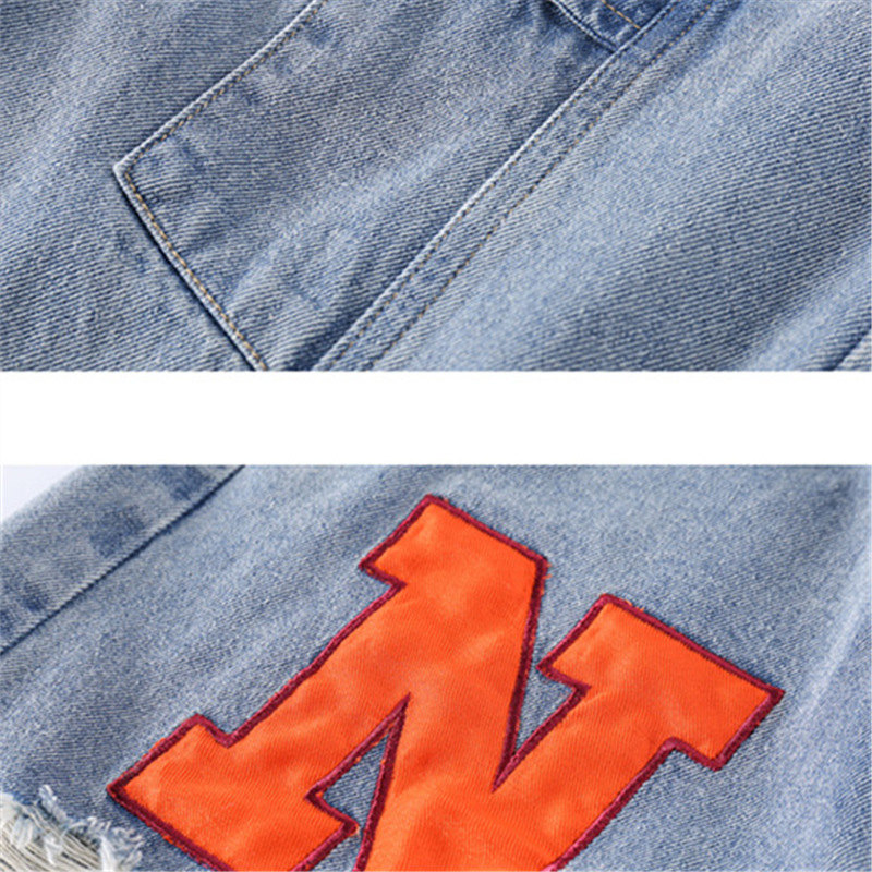 Big Kids Sport Denim Shorts estate Casual cotone nuovi arrivi abiti moda elastico in vita pantaloni rotti Jeans corti 5-14 anni