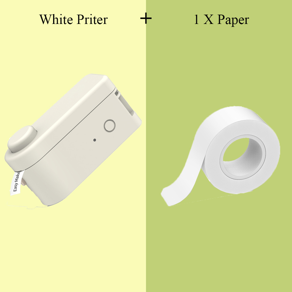 MAKEID Label Maker Portable Mini Pocket Printer Thermal Label Printing Machine Wireless BT Connection Inkless Printing Sticker: White-1 Paper