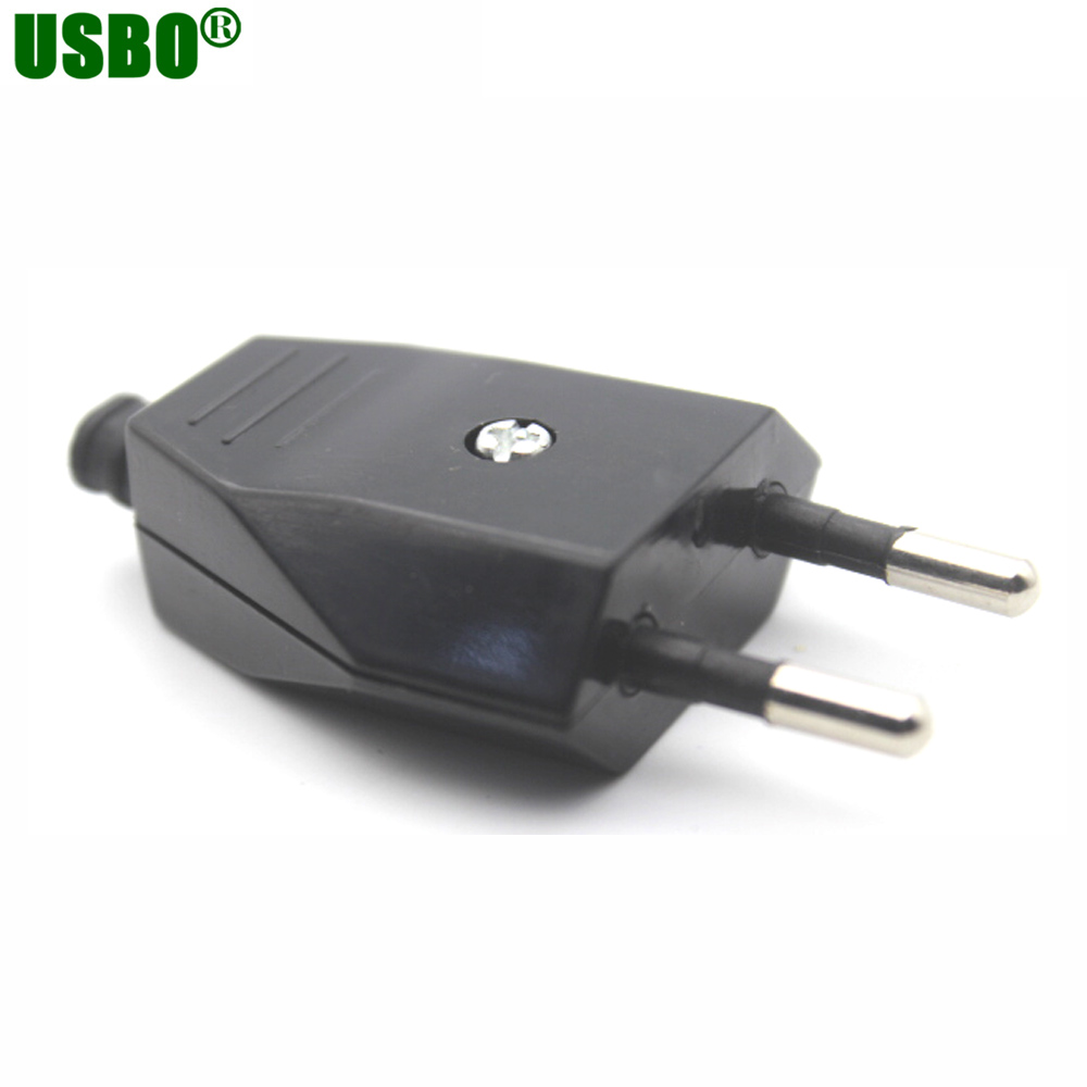 black white 250v 2.5a euro power cable plug 2P polarity electrical male connector EU wired Electrode plug