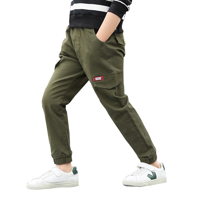 Pantalon Long en coton pour garçon de 3 à 14 ans, Style, , décontracté, Cargo, automne: green / 16T