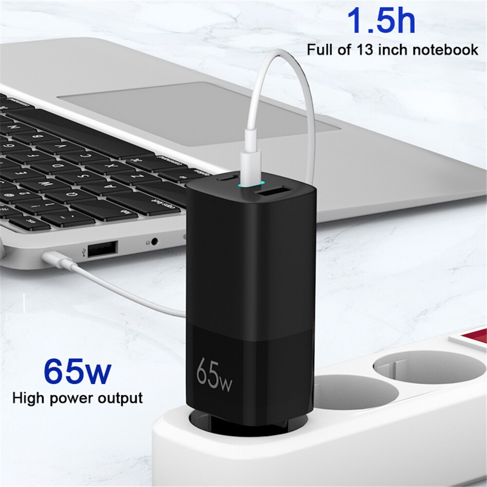 Portable Type C PD 3.0 Wall Adapter Quick Charge US EU Plug 65W GaN Fast Charger USBFor iPhone 12 Phone Laptop Tablet