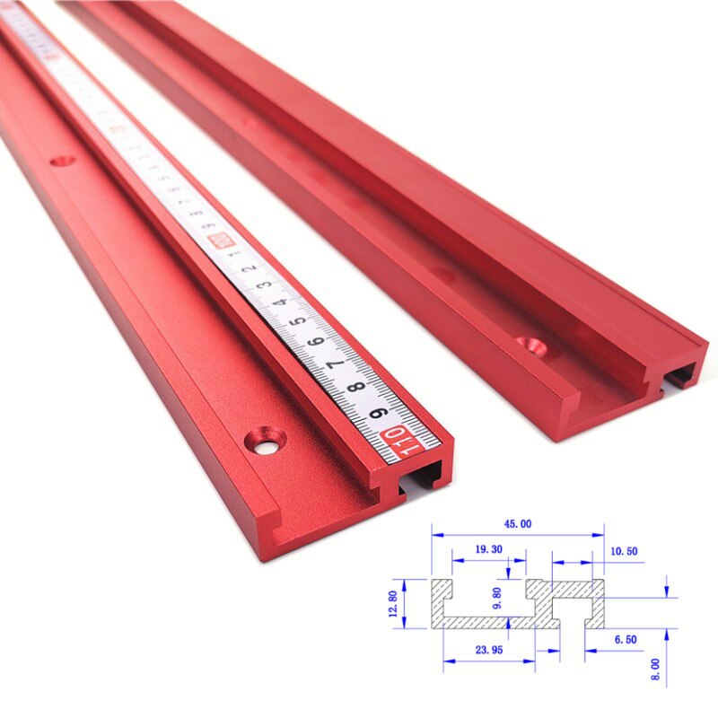 Woodworking Tools Chute Aluminium T-tracks Model 45 T Slot and Standard Miter Track Stop Miter Bar for Workbench Router Table