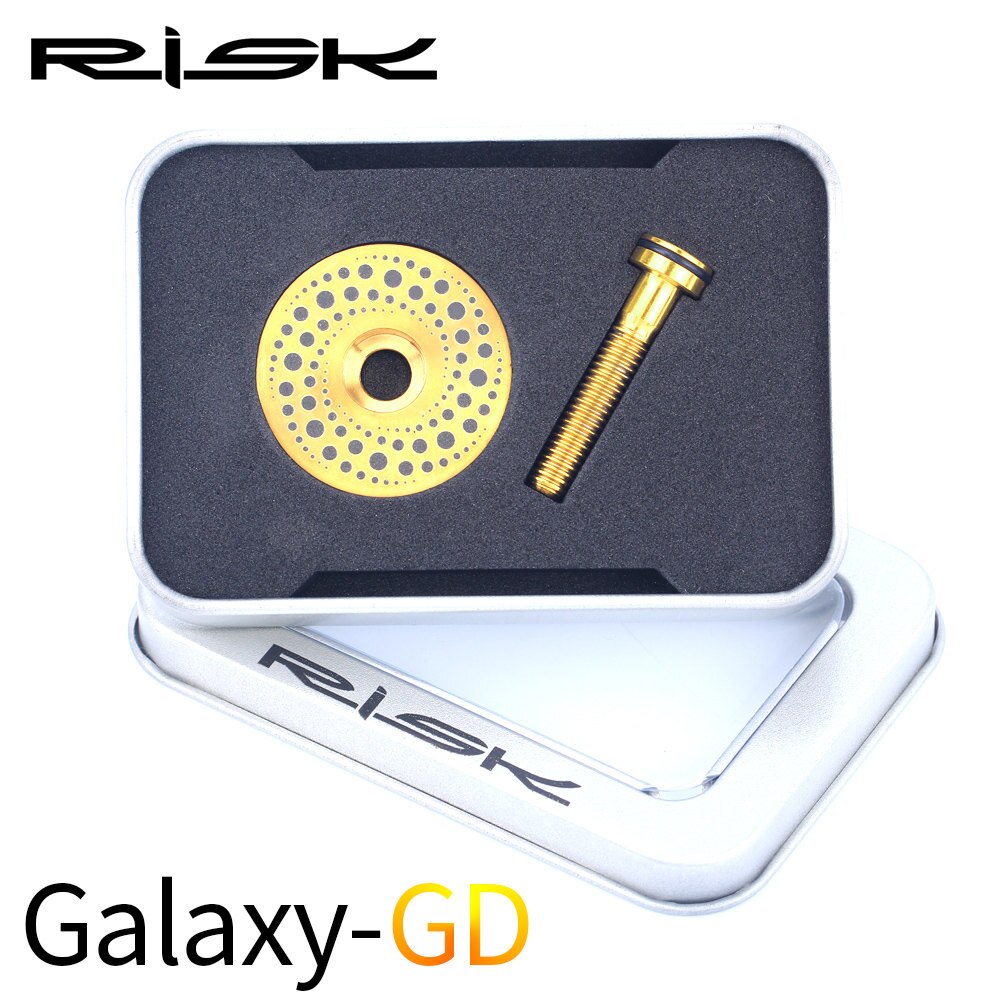 RISK Bicycle Stem Top Cap Headset Cover Titanium Alloy Bolt Road MTB Bike 28.6mm 1 1/8" Front Fork Head Tube Superlight Ti Screw: Galaxy GD
