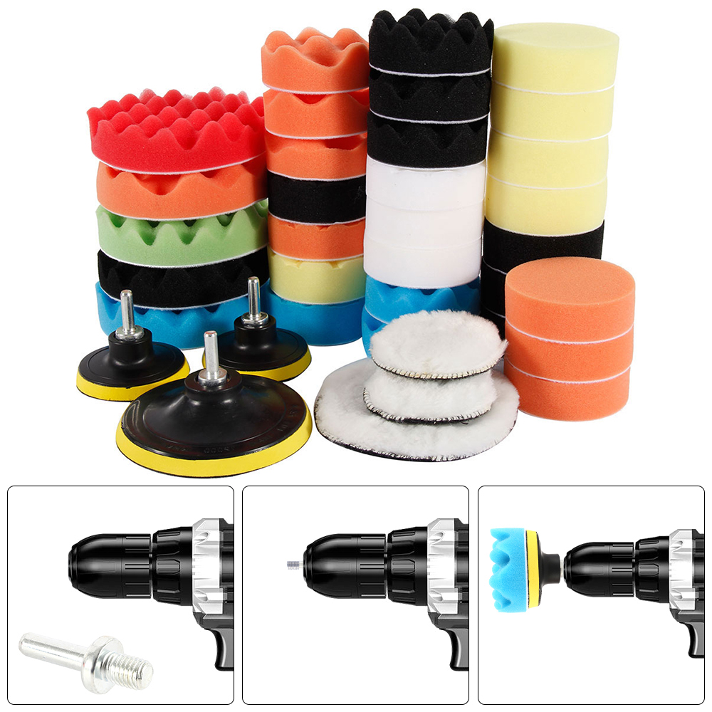 Car Polisher Pad Microfiber Auto Bonnet Polishing Buffer Pad Soft Wool Polishing Waxing Buffing Pad Cover Sponge kit
