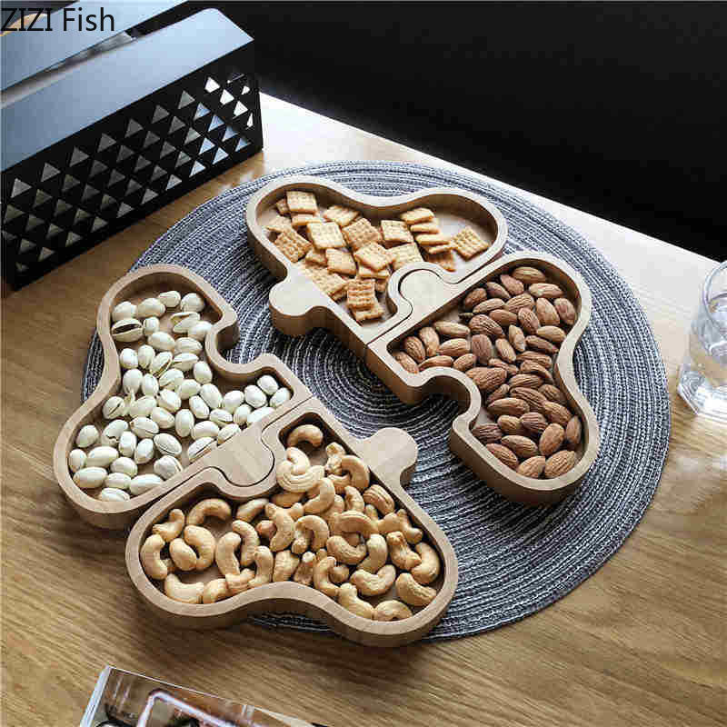 Frugttallerken hjemme snack tallerken træ slik fad køkken hjemme forsyning tørret frugt snacks nødde desserter tallerken bakke