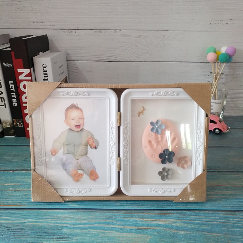 Sød baby bog stil mudder print mudder mønster fotoramme håndaftryk børn fødselsdag familie baby souvenir fotoramme