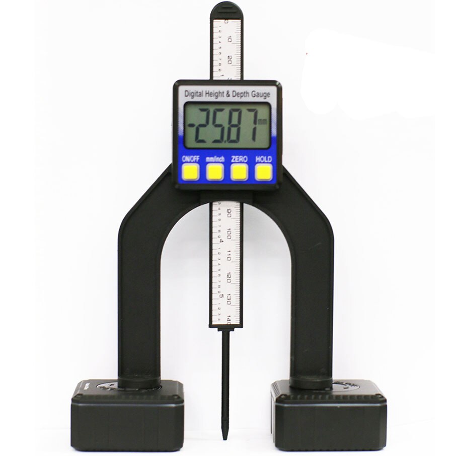 Digital Depth Gauge Digital Tread Depth Gauge LCD Magnetic Self Standing Aperture 80mm Hand Routers: Blue