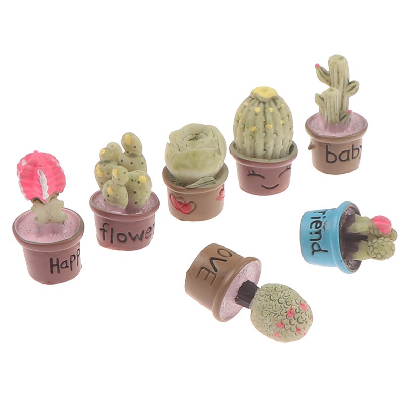7Pcs 1:12 Poppenhuis Mini Vetplant Mini Boom Potplanten Voor Poppenhuis Decor