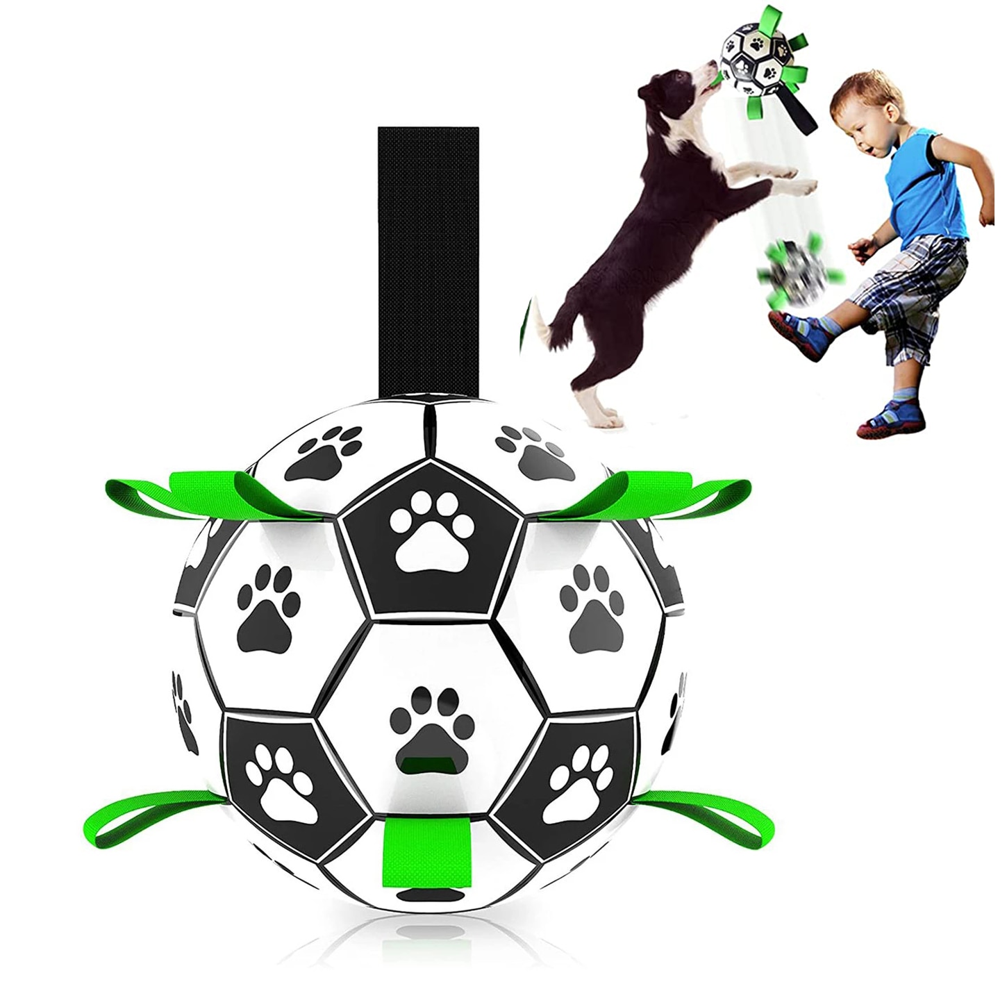 Juguetes interactivos de fútbol para mascotas, con lengüetas de agarre, entrenamiento al aire libre, pelota de fútbol para morder para perros, accesorios para perros
