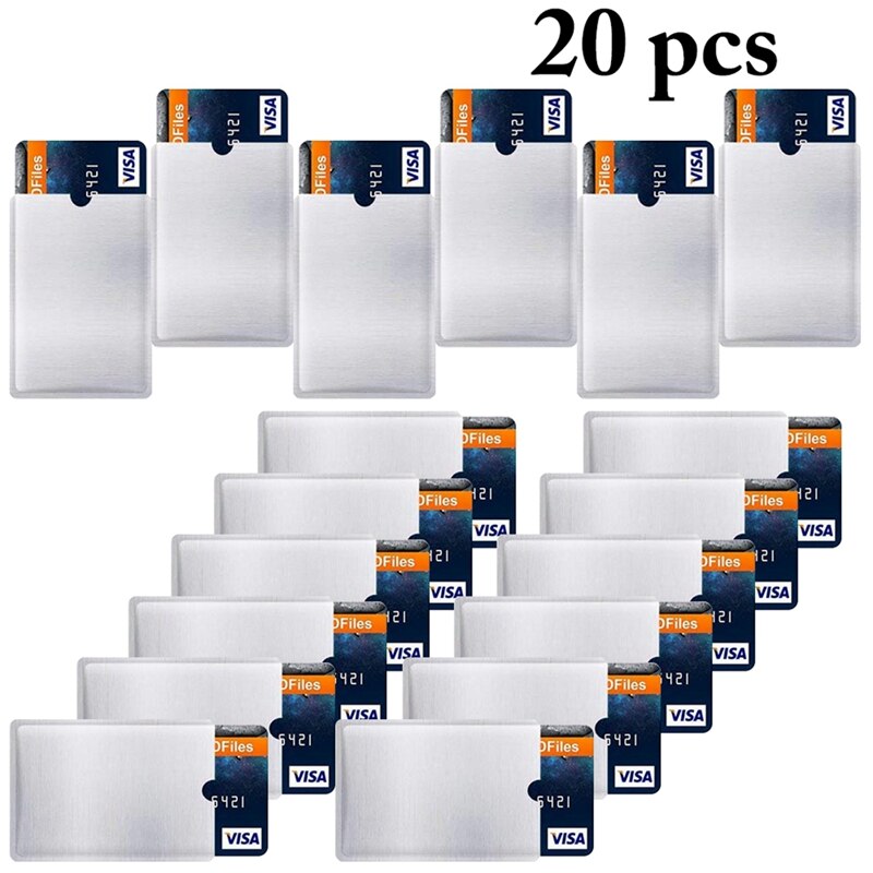 10pcs/20pcs Silver RFID Blocking Sleeves Premium Plastic Blocking Sleeve Anti Theft Credit Card Sleeve Portable Card Protector