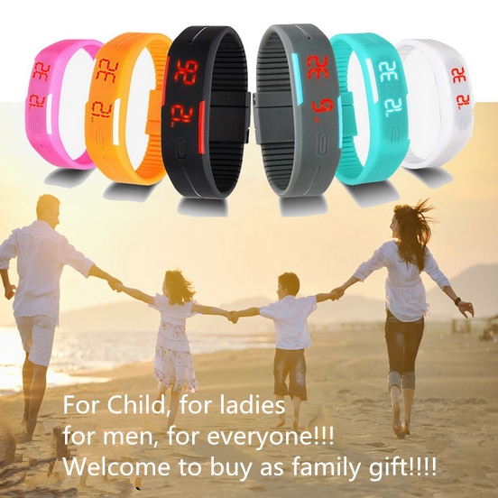 Reloj de mujer para hombre y mujer de Color caramelo, relojes de goma LED para niños, pulsera con fecha, reloj de pulsera deportivo Digital para estudiante,