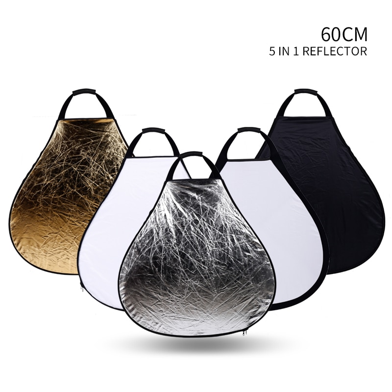 5-in-1 23 Inch/60cm Portable Triangle Reflector with Handle for Photography Photo Studio Lighting & Outdoor Lighting