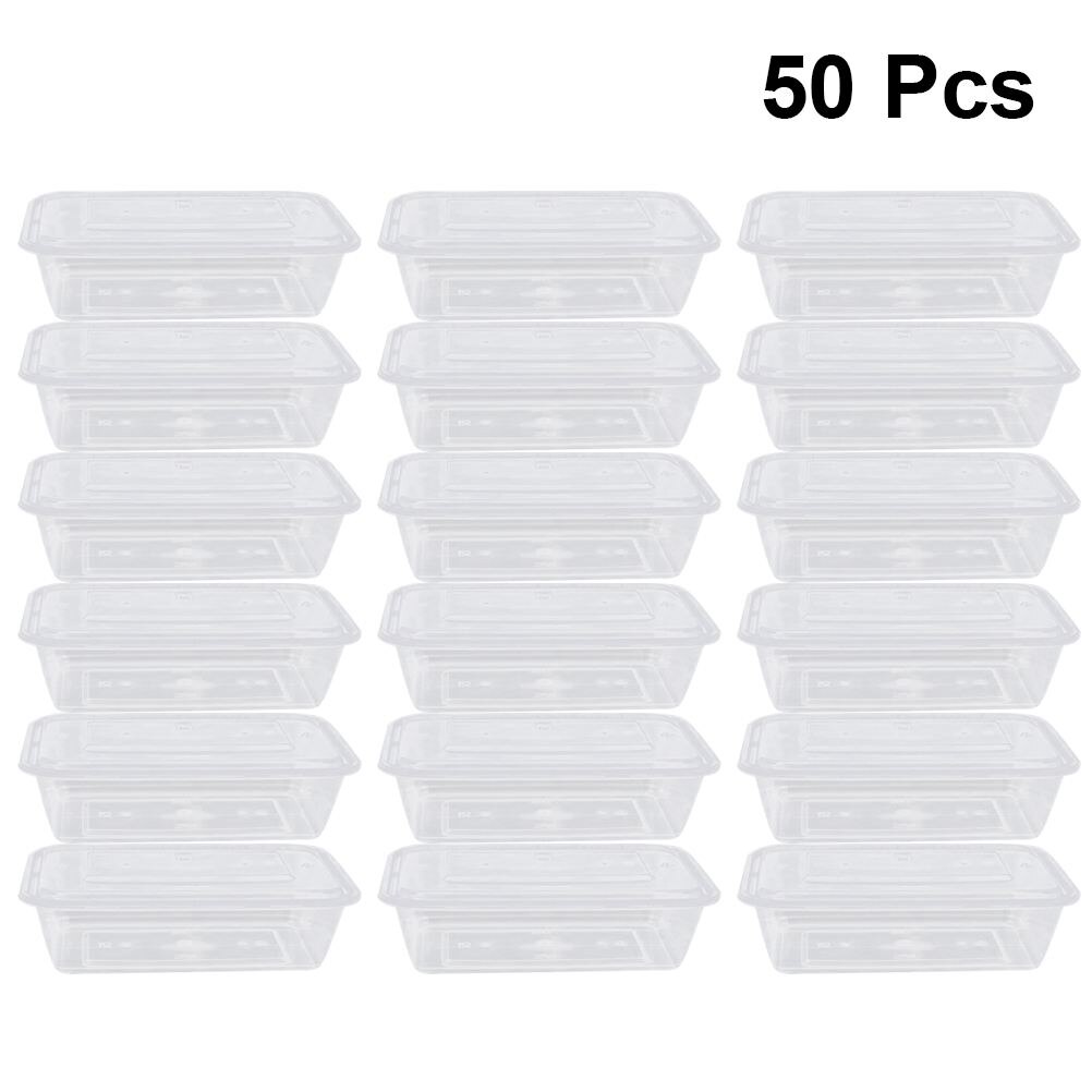 50pcs 750ml Transparent Fruit Carry Out Box Disposable Salad Meal Containers Food Storage Box Take Out Packing Box