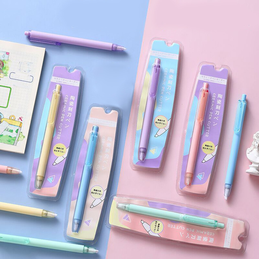 Pen-shaped Paper Cutter Retractable Utility Knife Safety Ceramics Blade Home Office School Paper Cutting DIY Crafts Tool