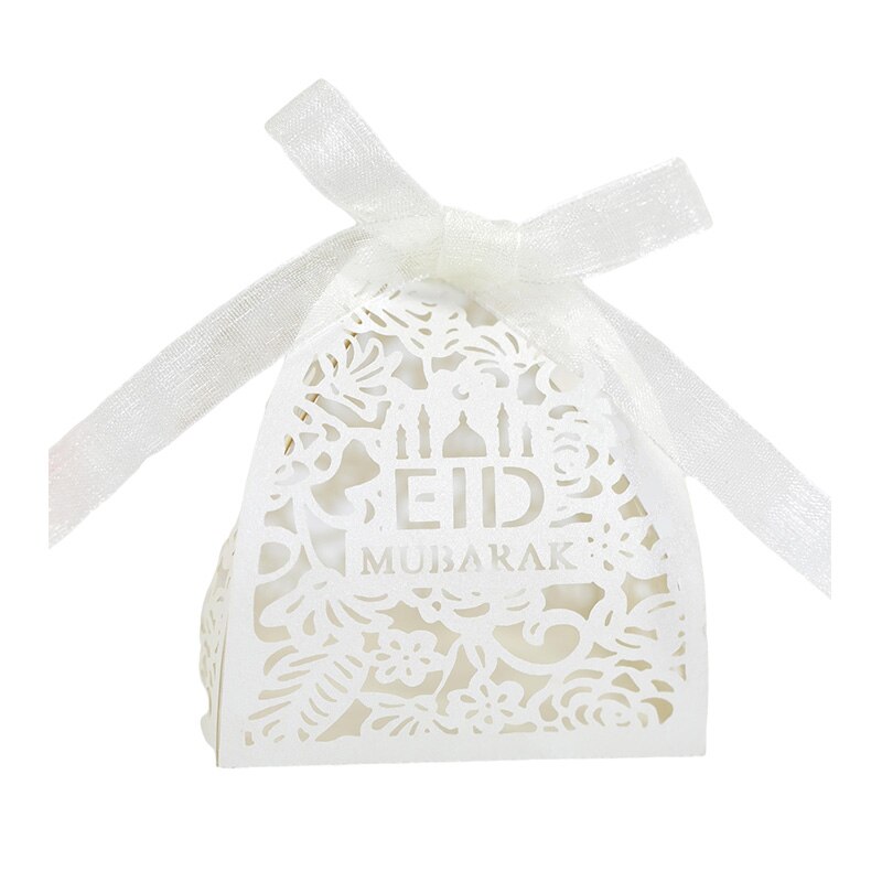20/50Pcs EID Mubarak Candy Boxes Ramadan Kareem Biscuit Favor Boxes Hajj Islamic Muslim Eid Al-Fitr Festival Party Supplies: Ivory / 50pcs