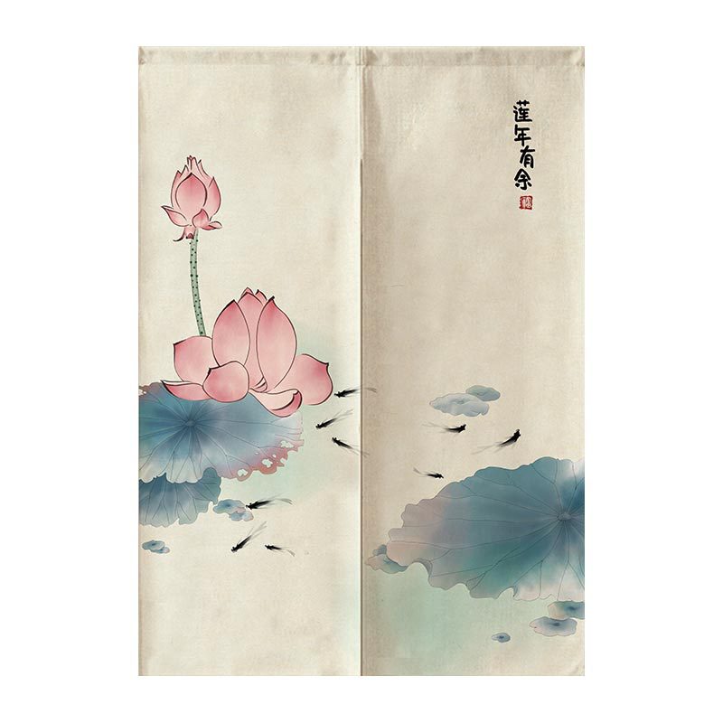 Rideau Feng Shui de porte en Lotus | rideau chinois de porte, salon Restaurant cuisine demi-rideau: 5 / 85x120cm