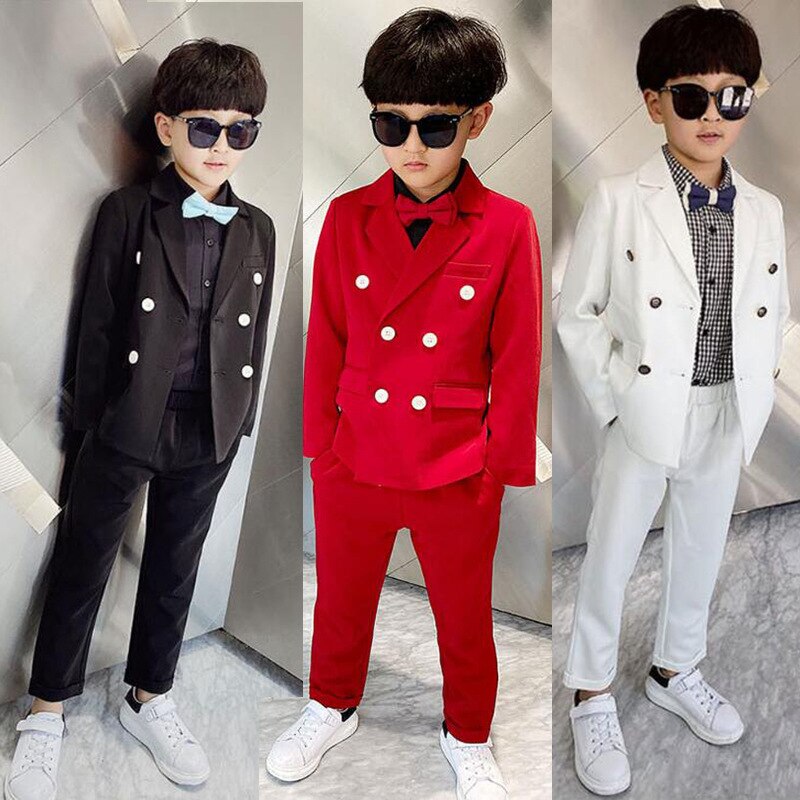 Costume formel pour garçon, ensemble de vêtements pour enfants, Blazer à Double boutonnage, pantalon, motif floral, Piano de mariage, Costume de récital, beau