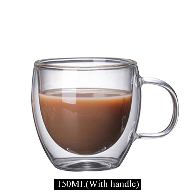 80-650ml podwójna ściana szklany kubek odporny na herbatę kufel do piwa kawa mleko sok z cytryny kubek Drinkware Lover filiżanki do kawy prezent kreatywność: A 150ML