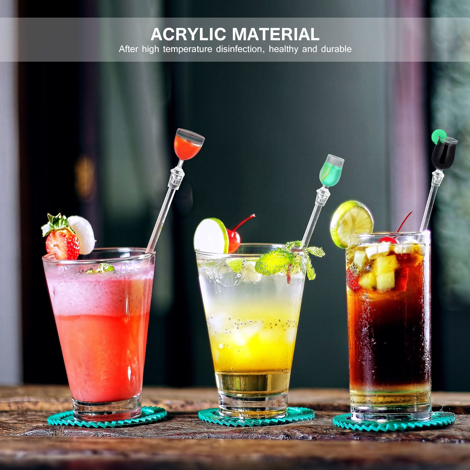 10 Uds 23cm mezclador bonito para cócteles y bebidas Bar revolviendo la mezcla palos con colorido miniatura accesorio (Color al azar)