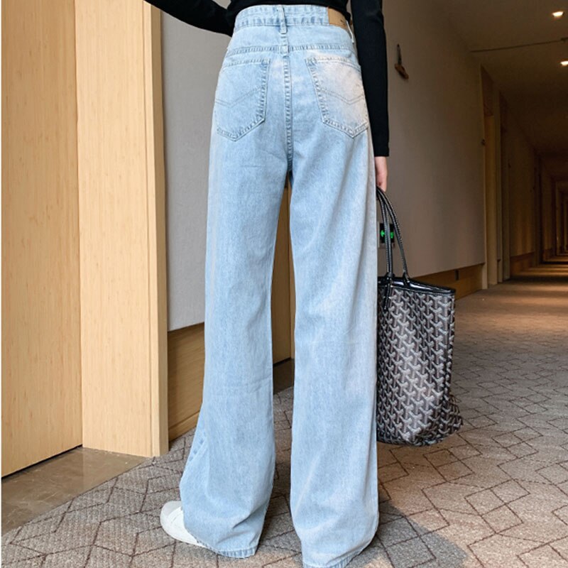 Grande taille 4XL femme jean déchiré taille haute été trou jambe large Denim pantalon femmes pantalon décontracté bleu jean