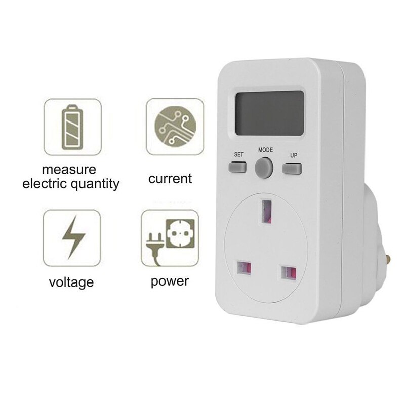 Digital Power Meter Plug-In Socket Electric Wattmeter Energy Monitor Uk Plug